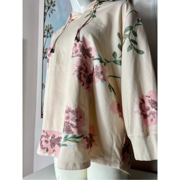 Keren Hart Beige Pink Floral Rose Vintage Tint Pullover Hoodie Plus Size 1X - Picture 2 of 7